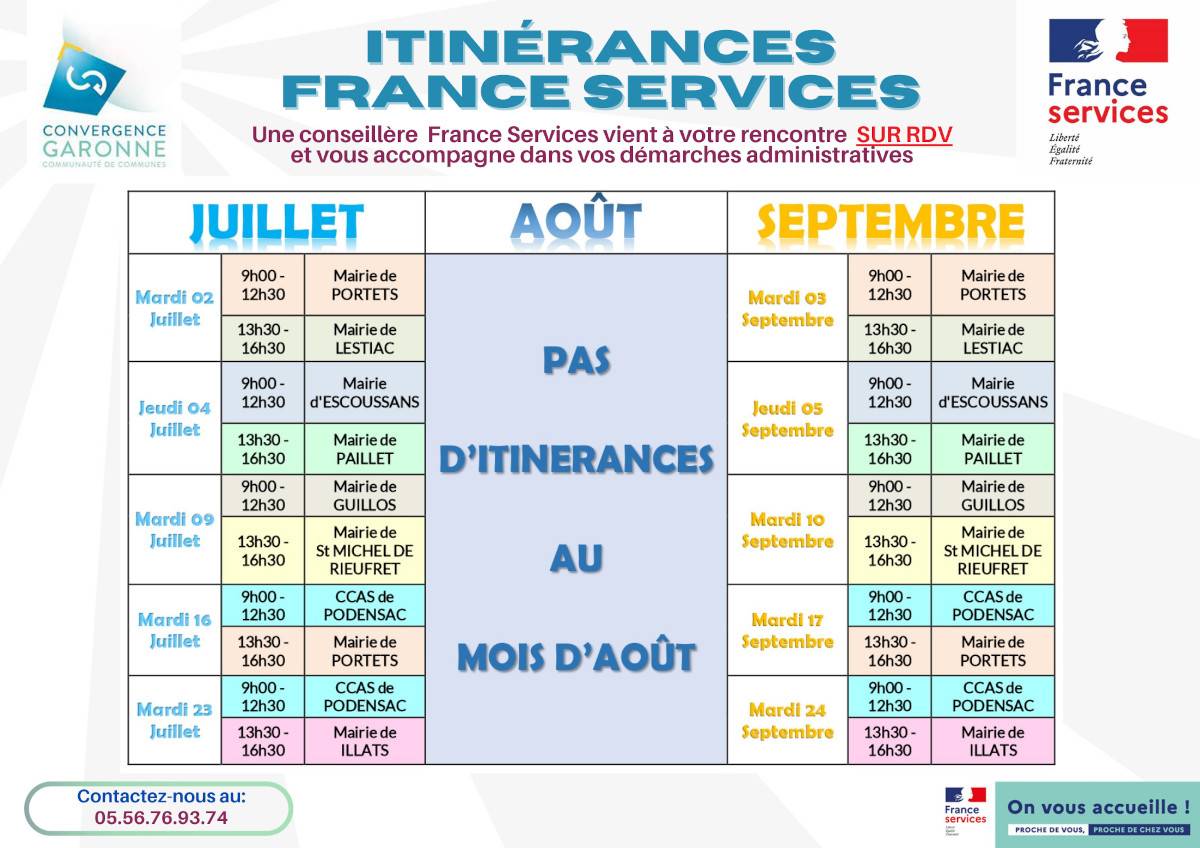 Photo Petit Format Planning Itinérances France Service été 2024 - Virelade