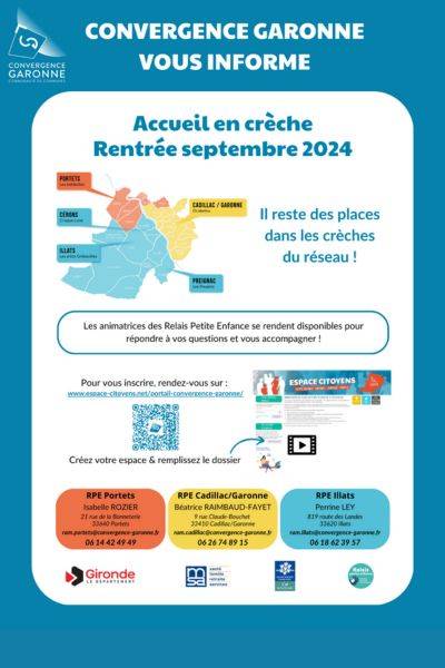 Illustration Actualité Accueil en Crèche pour septembre 2024 sur CDC convergence Garonne - Virelade