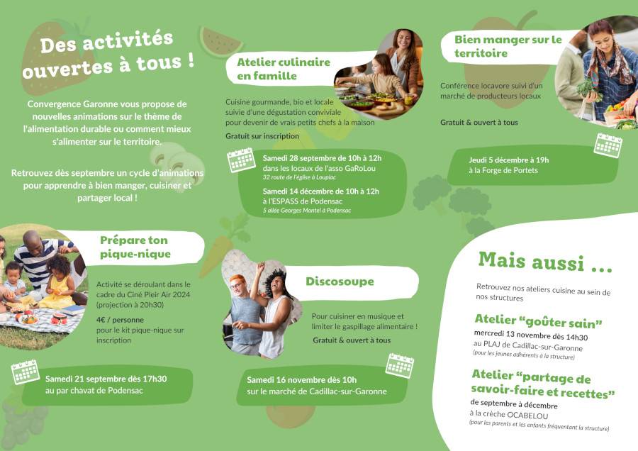 Verso Flyer Pole Accompagnement Citoyen - CDC Convergence Garonne - Alimentation Durable - Virelade