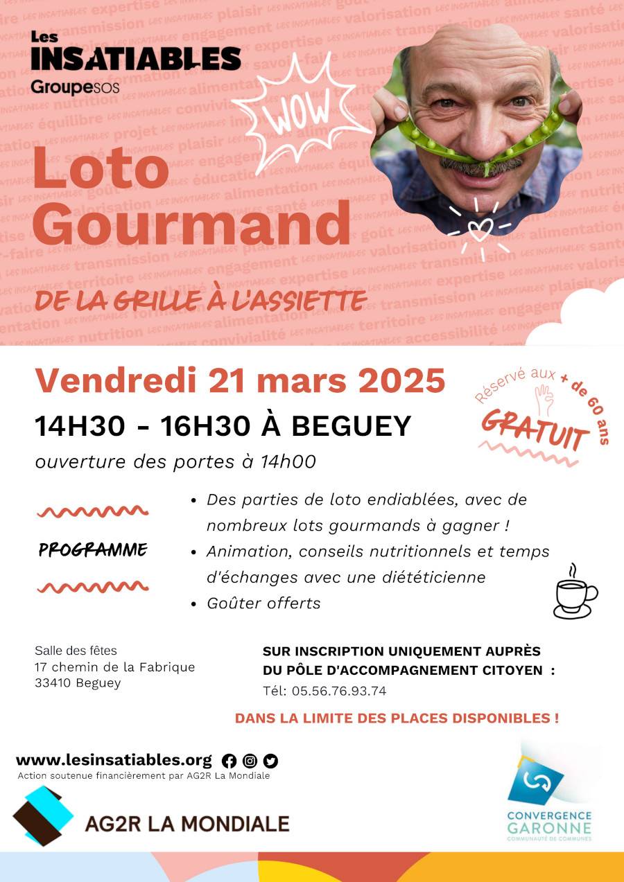 Affiche Loto Gourmand à Beguey le 21 Mars - CDC Convergence Garonne